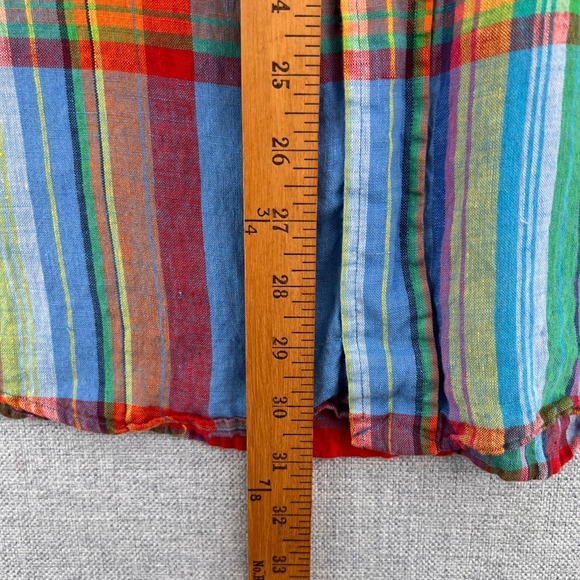VTG Polo Ralph Lauren Madras Plaid Linen Shirt Men XXL Multicolor Prep Summer - Picture 7 of 9